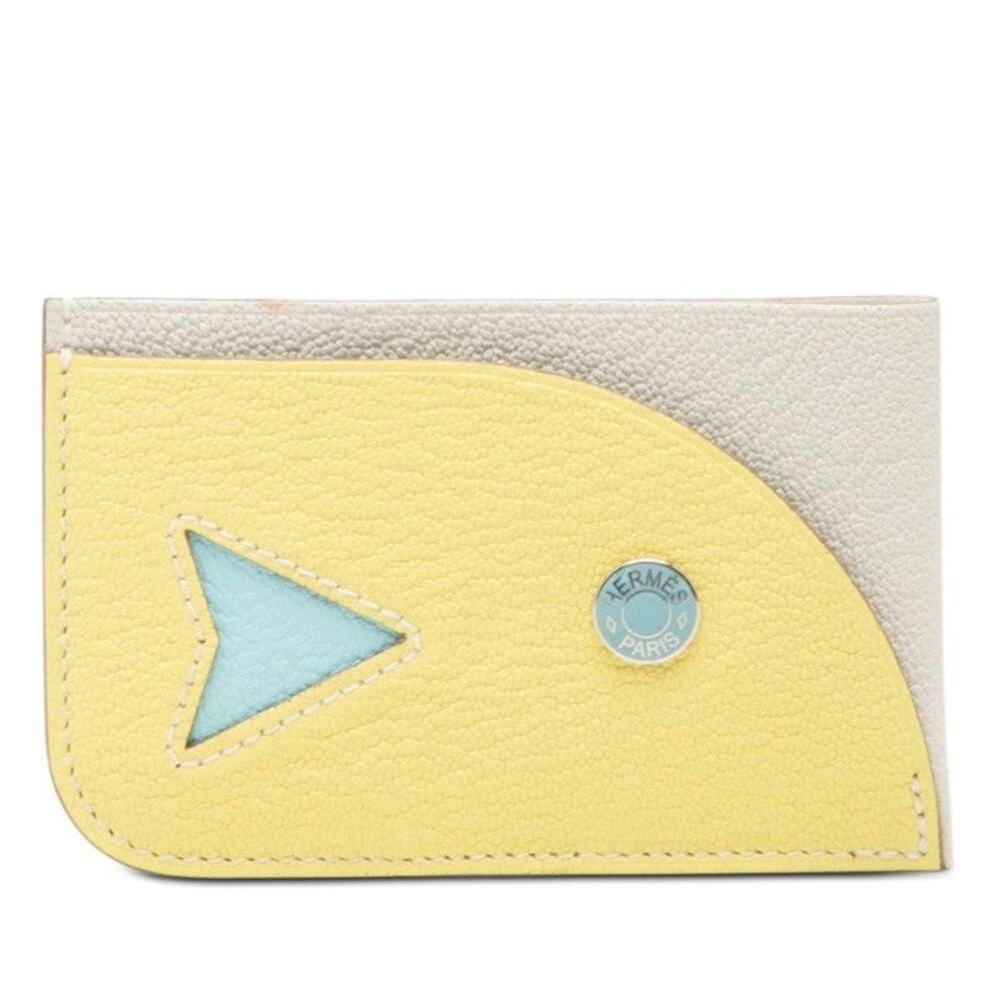 Hermes Poissons Card Case Chevre Mysore Gray